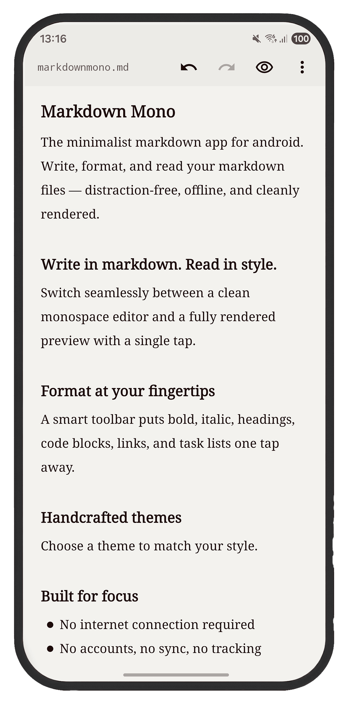 Markdown Mono app screenshot